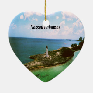 Ornement En Céramique Nassau Bahamas, phare dans le port