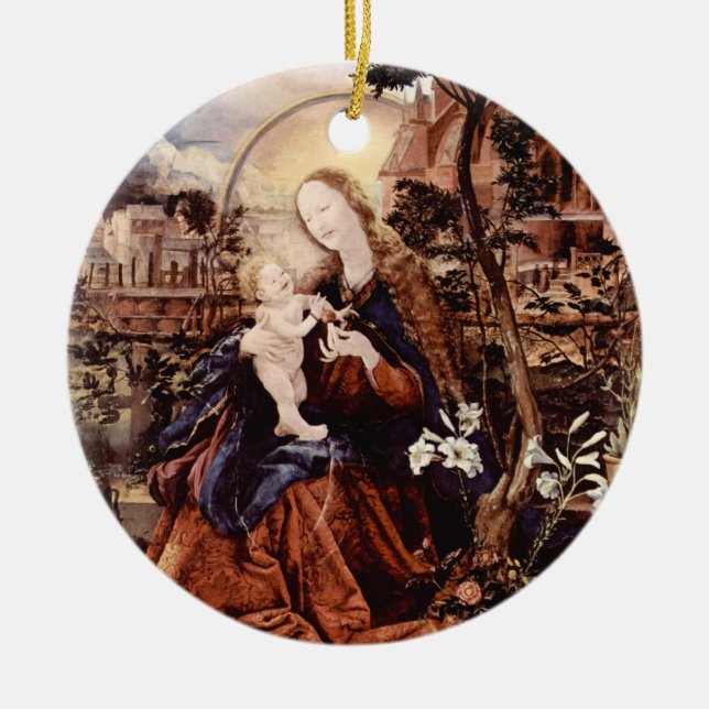 ORNEMENT EN CÉRAMIQUE NATIVITÉ AVEC LIS BLANCS - MAGIE DE NOËL (Devant)