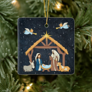 Ornement En Céramique Nativité chrétienne Noël
