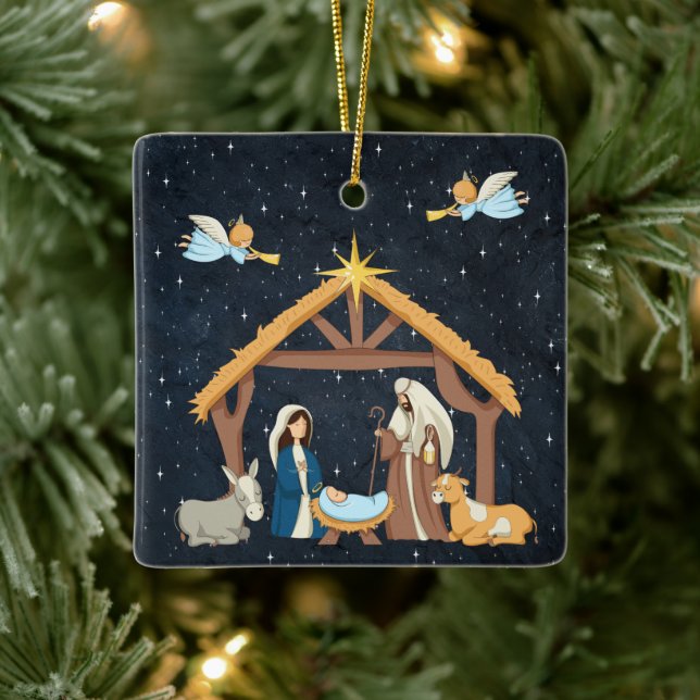 Ornement En Céramique Nativité chrétienne Noël (Arbre)