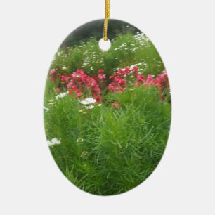 Ornement En Céramique Nature Floral rose et blanc Fleurs Grass