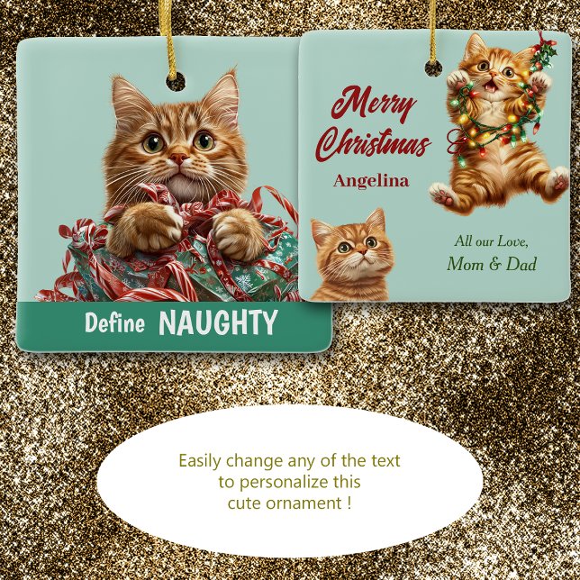 Ornement En Céramique Naughty Christmas Ginger Kitten (Créateur téléchargé)