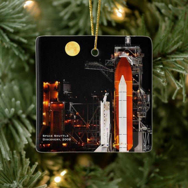 Ornement En Céramique Navette spatiale Découverte et Pleine lune Noël (Arbre)