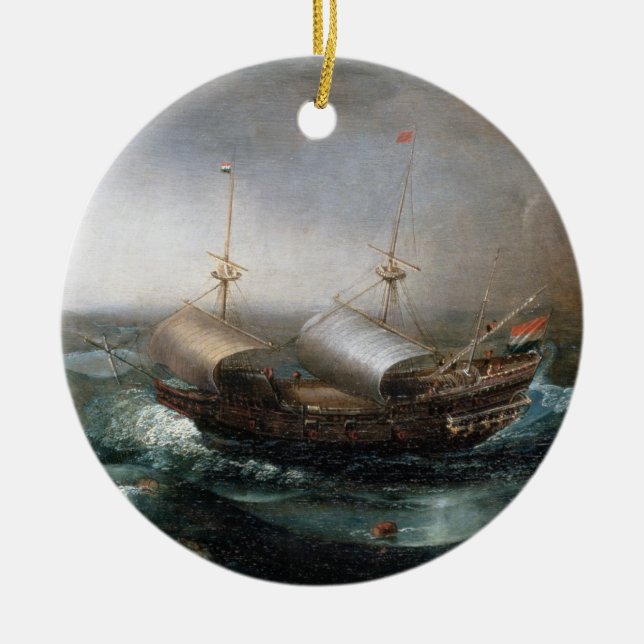 Ornement En Céramique Navires marchands néerlandais et un Smalschip (Devant)