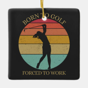 Ornement En Céramique Né au golf forcé au travail