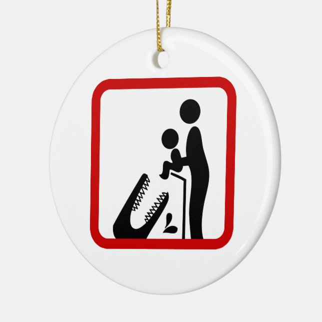 Ornement En Céramique Ne pas nourrir le bébé au Zoo du Crocodile (Gauche)