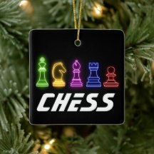 Neon Lights Pièces d'échecs Échecs King Noël