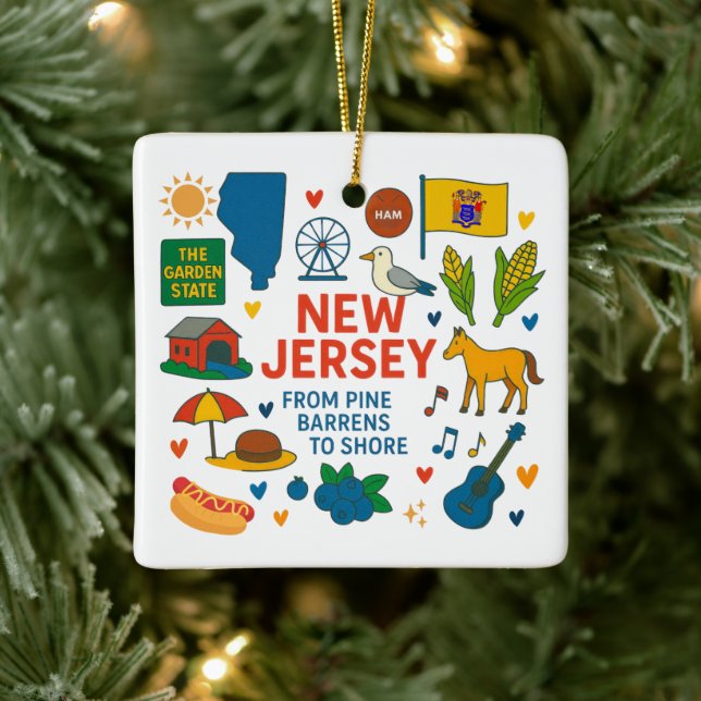 Ornement En Céramique New Jersey Custom Family Trip Christmas (Arbre)