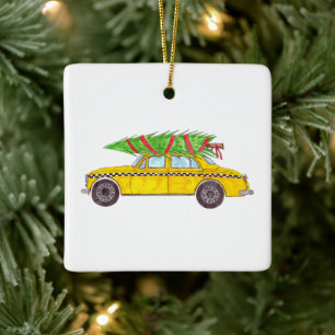 Ornement En Céramique New York Yellow Cab