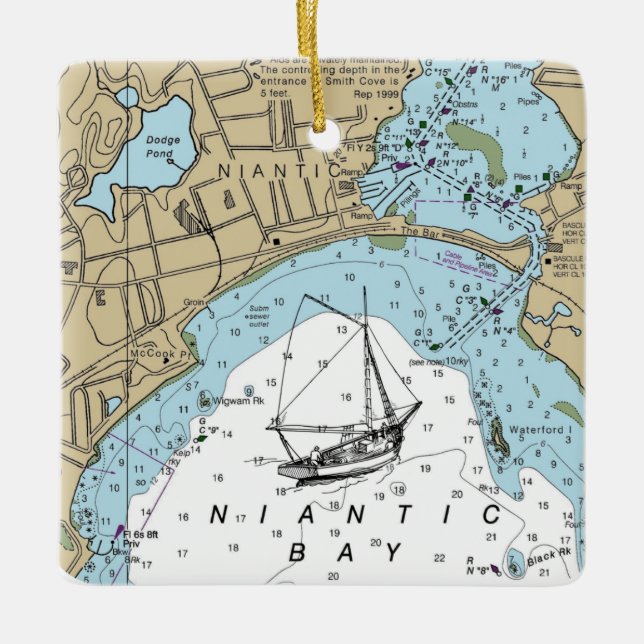 Ornement En Céramique Niantic CT Nautique Graphique (Devant)