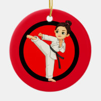 Ornement en céramique Ninja/Karate Girl