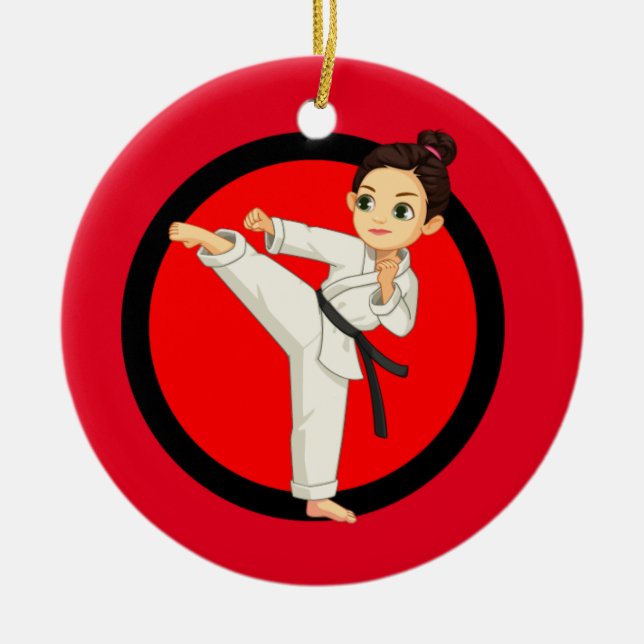 Ornement en céramique Ninja/Karate Girl (Devant)