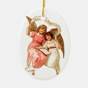 Ornement En Céramique Noël à l'ancienne, Anges
