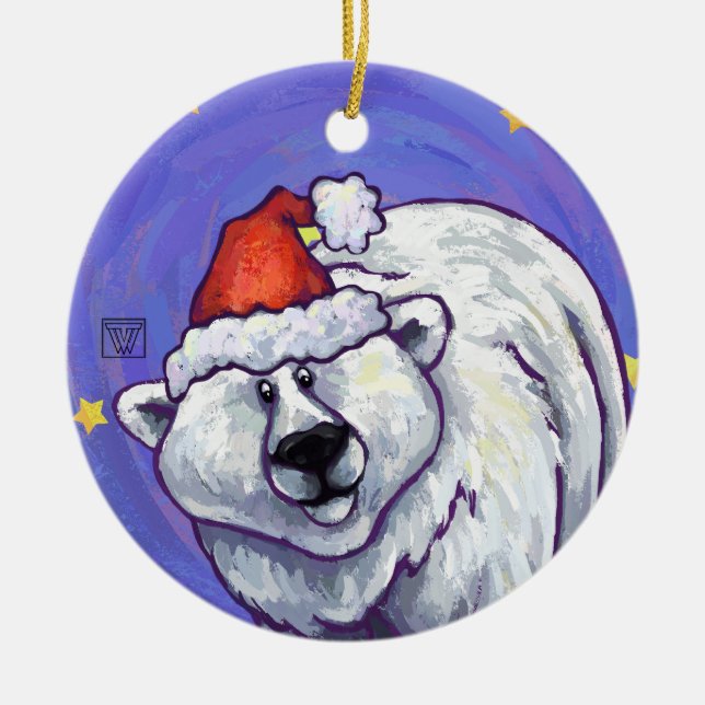 Ornement En Céramique Noël à l'ours polaire (Devant)