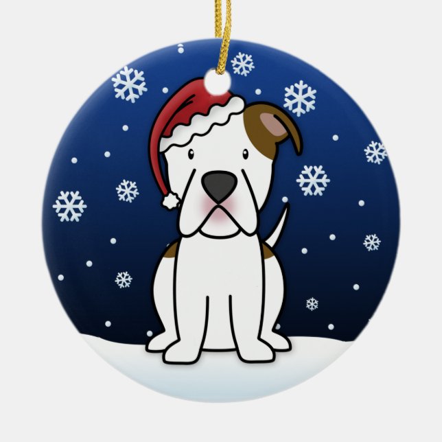 Ornement En Céramique Noël américain de bouledogue de bande dessinée de (Devant)