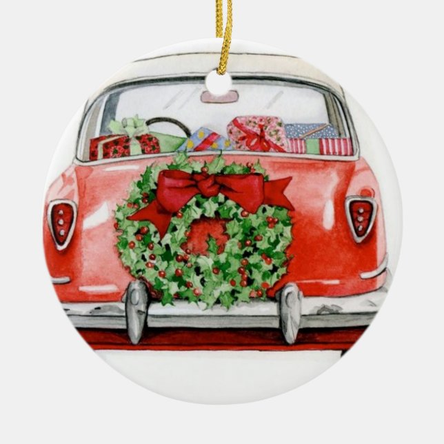 ORNEMENT EN CÉRAMIQUE NOËL ARBRE DE VOITURE ORNAMENT (Devant)