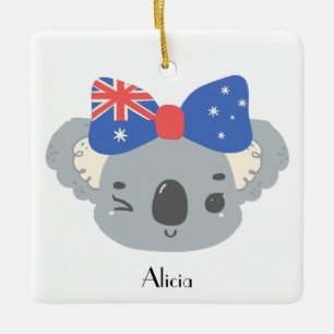 Ornement En Céramique Noël australien personnalisé avec un koala mignon