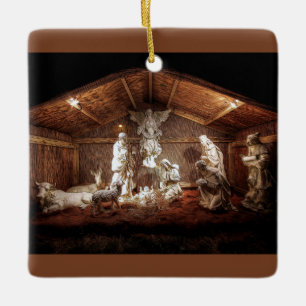 Ornement En Céramique Noël Avent Jésus Nativité Manger Scène