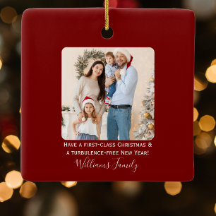 Ornement En Céramique Noël Avion Flocon de neige Photo Drôle Aviation