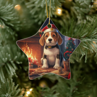 Ornement En Céramique Noël Beagle, Cadeau pour amateur de Beagle Policie