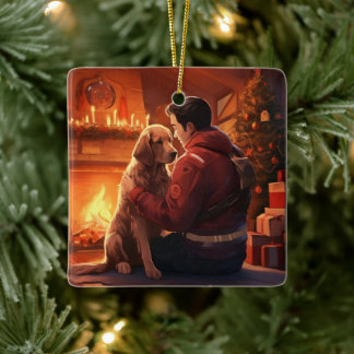 Ornement En Céramique Noël Beagle, Cadeau pour amateur de chien pompier