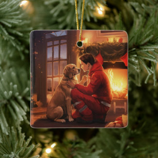 Ornement En Céramique Noël Beagle, Cadeau pour amateur de chiens et pomp