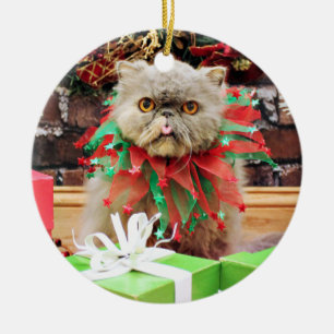 Ornement En Céramique Noël - chat persan - Frannie