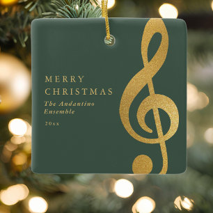 Ornement En Céramique Noël Chœur de Musique Clé de Sol Or Élégant