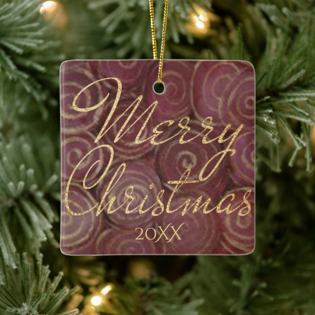 Ornement En Céramique Noël Crimson et Or (Arbre)