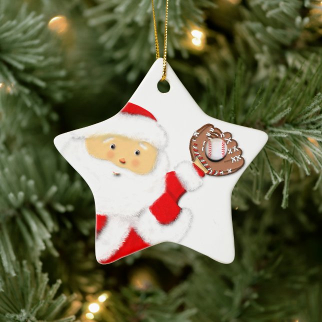 Ornement En Céramique Noël de baseball Père Noël (Arbre)