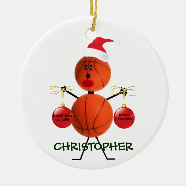 Ornement En Céramique Noël de basket-ball personnalisé (Devant)