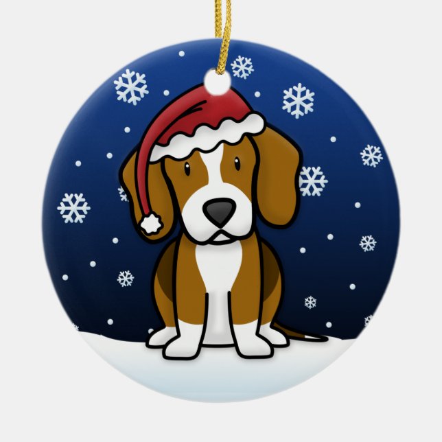 Ornement En Céramique Noël de beagle de bande dessinée de Kawaii (Devant)