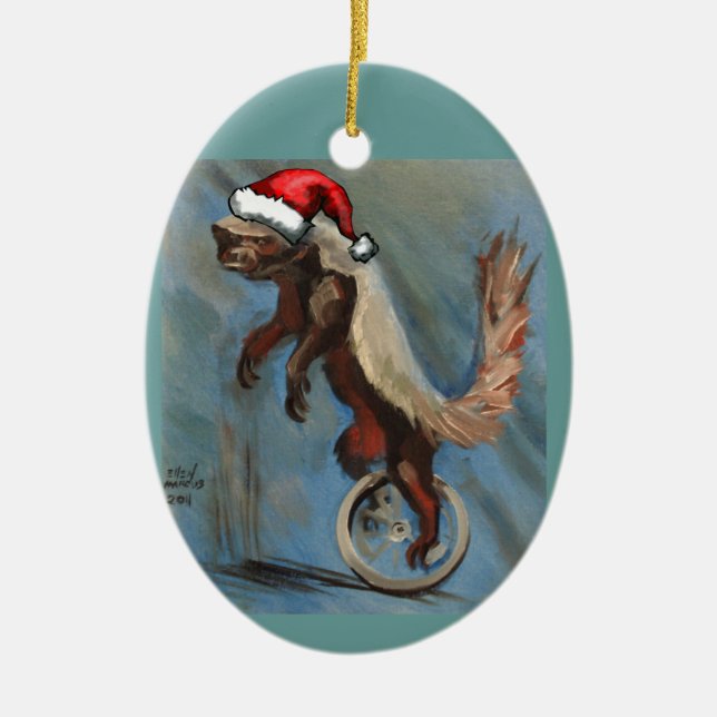 Ornement En Céramique Noël de blaireau de miel (Devant)