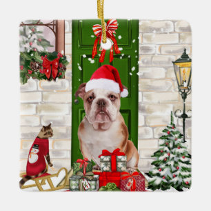 Ornement En Céramique Noël de Bulldog anglais