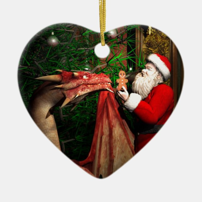 Ornement En Céramique Noël de dragons (Devant)