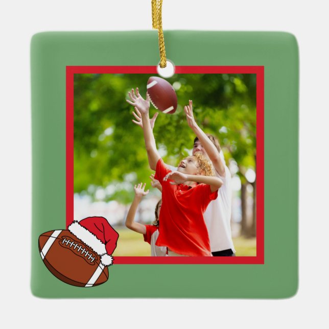 Ornement En Céramique Noël de football personnalisé (Devant)