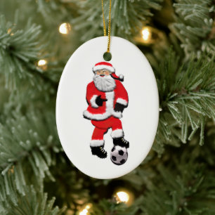 Ornement En Céramique Noël de football personnalisé