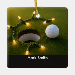 Ornement En Céramique Noël de golf avec balle de golf pour golfeur