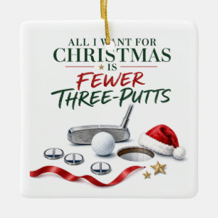Ornement En Céramique Noël de golf avec balle de golf pour golfeur