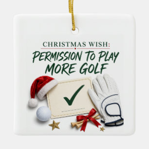 Ornement En Céramique Noël de golf avec balle de golf pour golfeur