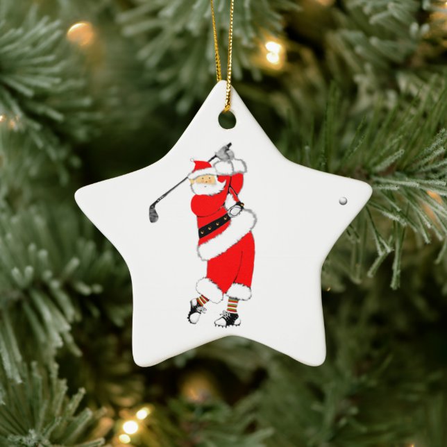 Ornement En Céramique Noël de golf personnalisé (Arbre)