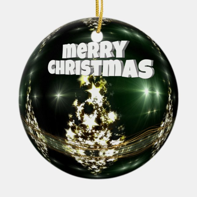 Ornement En Céramique Noël de la balle verte (Devant)