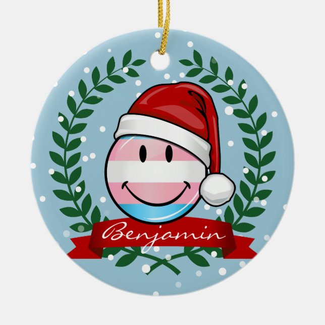 Ornement En Céramique Noël de la fierté transgenre (Devant)