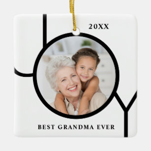 Ornement En Céramique Noël de la meilleure photo de grand-mère