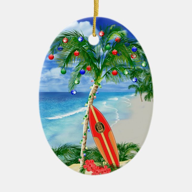 Ornement En Céramique Noël de plage (Devant)