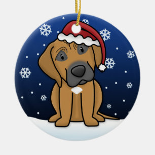 Ornement En Céramique Noël de Rhodesian Ridgeback de bande dessinée de