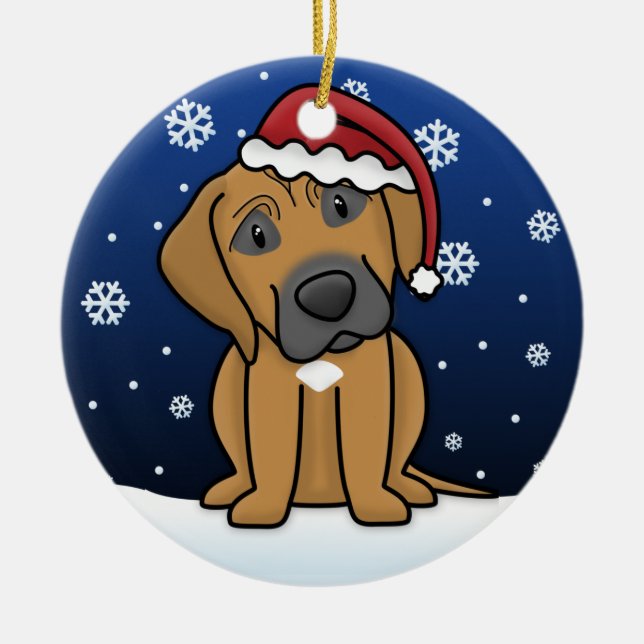 Ornement En Céramique Noël de Rhodesian Ridgeback de bande dessinée de (Devant)