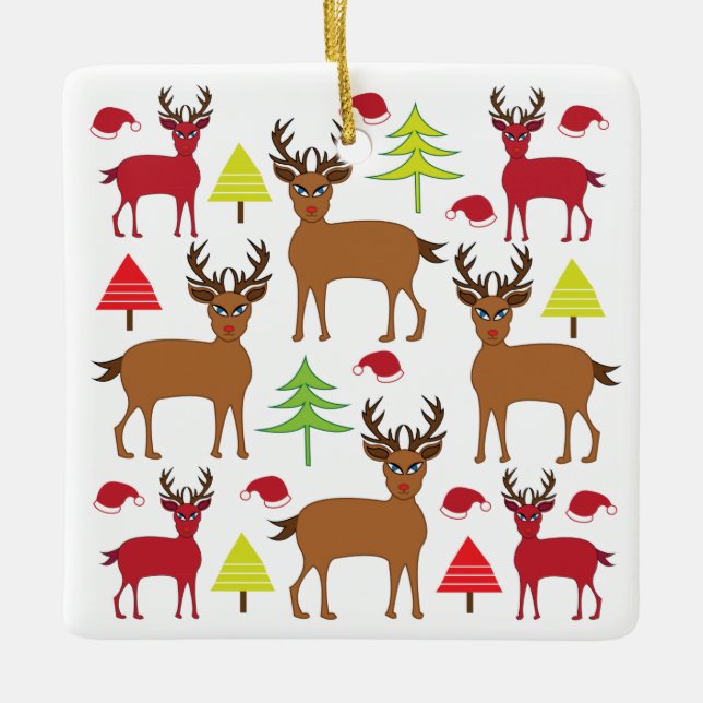 Ornement En Céramique Noël Deer Holiday (Devant)