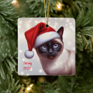 Ornement En Céramique Noël des chats siamois