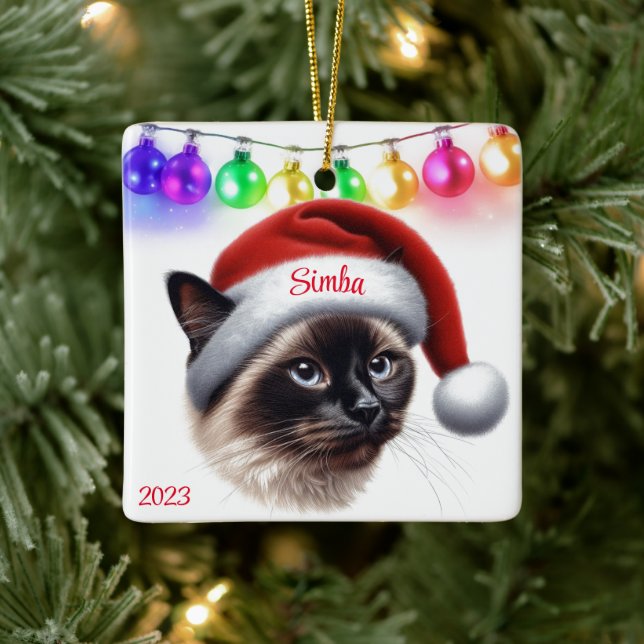 Ornement En Céramique Noël des chats siamois (Arbre)